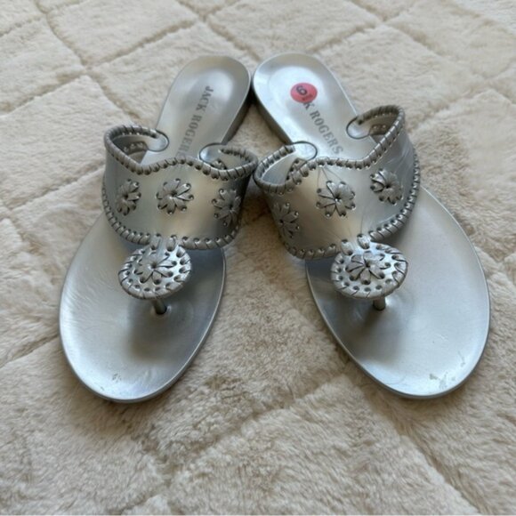 Jack Rodgers | Navajo Bahamas Jelly Silver Sandals | Size 6 - Picture 2 of 6